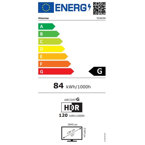 טלוויזיה חכמה "55 Hisense 55A69K UHD 4K Smart TV