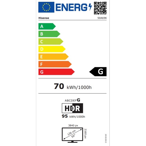 טלוויזיה חכמה "50  4K Smart TV דגם Hisense 50A69K