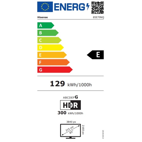 טלוויזיה חכמה "85  4K Smart TV דגם Hisense 85E79NQ