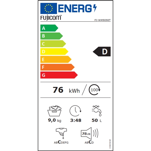 מכונת כביסה 9 ק"ג דגם FUJICOM FJ-WM9090 פוג'יקום
