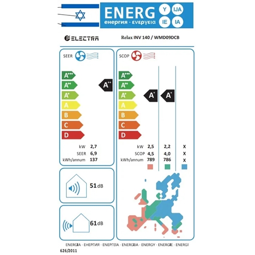 מזגן עילי ELECTRA RELAX INVERTER 140 אלקטרה