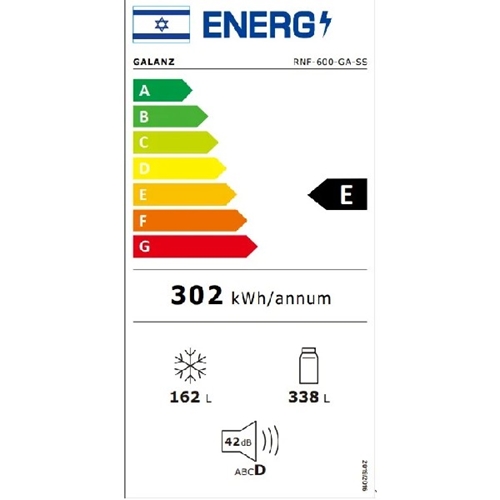 מקרר 4 דלתות 500 ליטר Galanz RNF-600-GA-SS