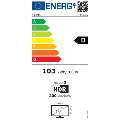 טלוויזיה חכמה "85 HISENSE 85U72Q Mini LED 4K