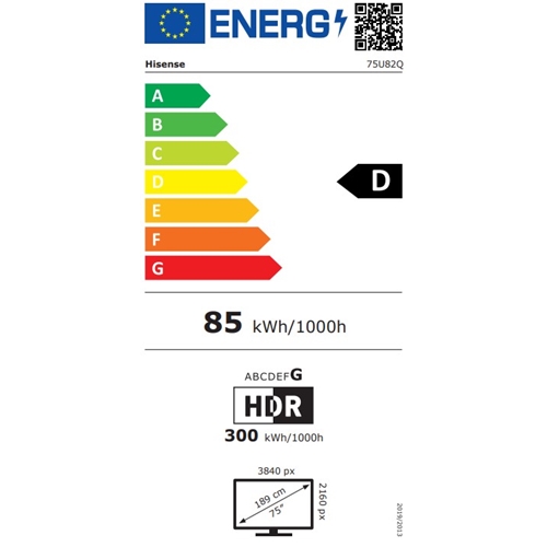 טלוויזיה "75 Mini LED PRO 4K דגם HISENSE 75U82Q