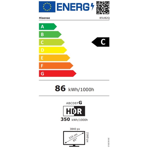 טלוויזיה "85 Mini LED PRO 4K דגם HISENSE 85U82Q