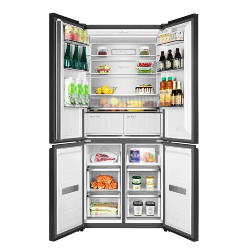 מקרר 4 דלתות 521 ליטר TCL C635CDBG זכוכית שחורה