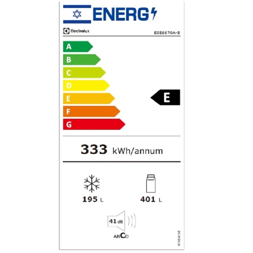 מקרר דלת ליד דלת 596 ליטר Electrolux ESE6670A-B