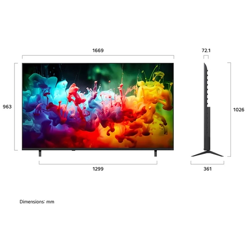טלוויזיה חכמה "75 LG 75QNED72B6T QNED MiniLED Ai