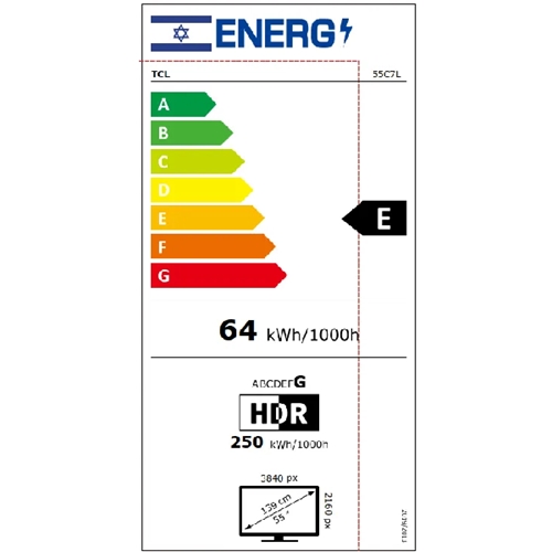 טלוויזיה חכמה "55 TCL 55C7L 4K SQD-Mini LED