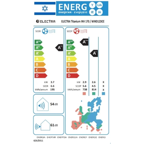 מזגן עילי Electra TITANIUM Inverter 170 אלקטרה