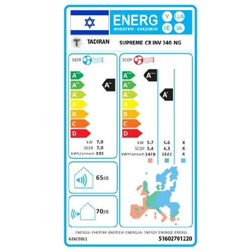 מזגן עילי TADIRAN SUPREME INVERTER 370NG קרבון