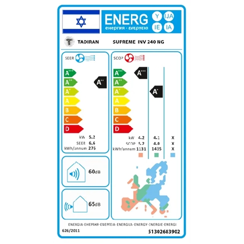 מזגן עילי TADIRAN SUPREME INVERTER 240NG לבן