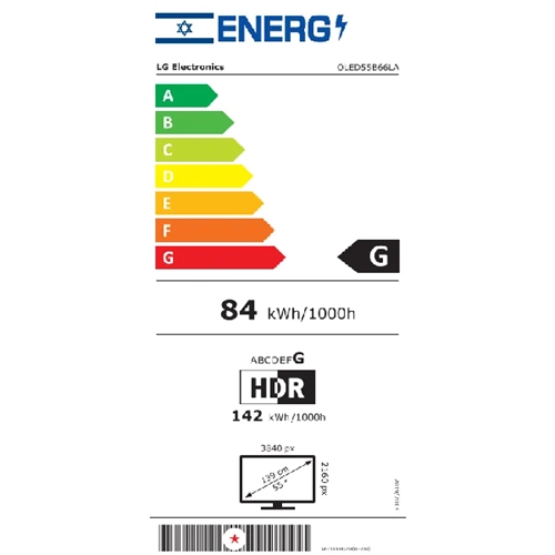 טלוויזיה חכמה "55 LG OLED55B66LA 4K OLED B6