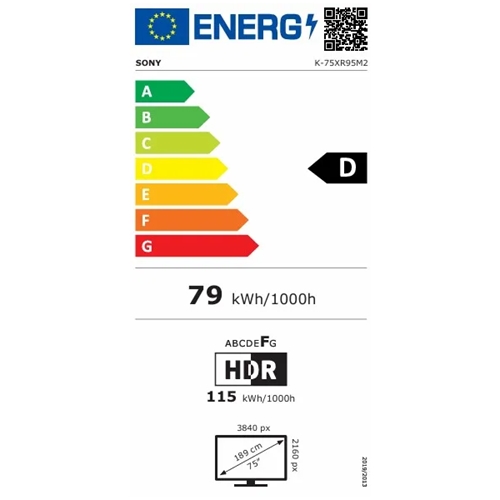 טלוויזיה "75 SONY BRAVIA K75XR95M2PB 4K TRUE RGB