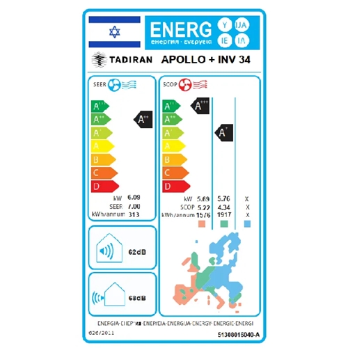 מזגן עילי TADIRAN Apollo Inverter Plus 34 תדיראן