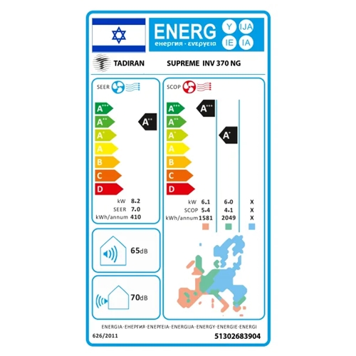 מזגן עילי TADIRAN SUPREME INVERTER 370NG