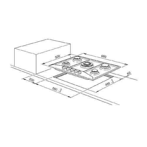 כיריים גז 60 ס"מ 4 להבות DELONGHI DGH1260CX נירוסט