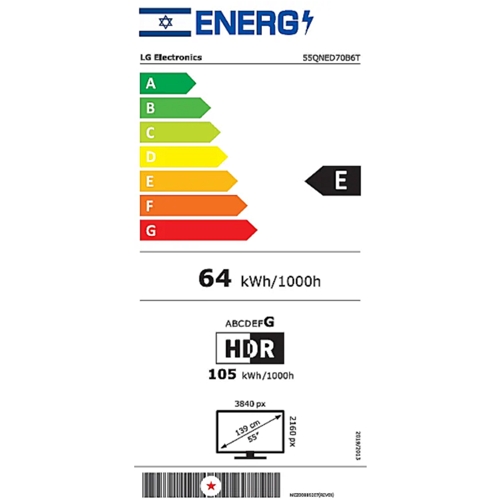 טלוויזיה חכמה "55 LG 55QNED70B6T 4K A MiniLED