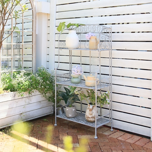 יחידת מדפים ומעמד לעציצים 3 קומות מברזל דגם 9004