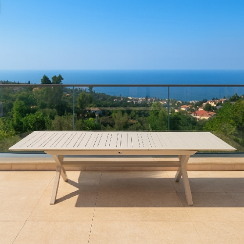 שולחן רוטרדאם מאלומיניום פסים מוקה נפתח ל 2.97 מטר