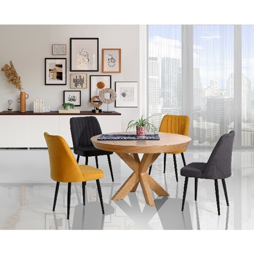 פינת אוכל עגולה + 4 כיסאות גורמה 1 אור LEONARDO