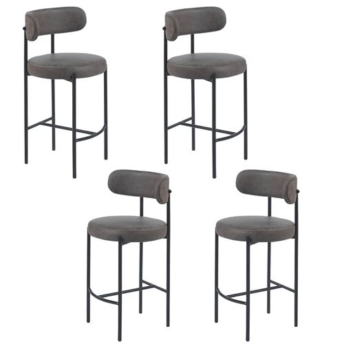 4 כיסאות בר מבד רחיץ עם רגלי מתכת טומי בר LEONARDO