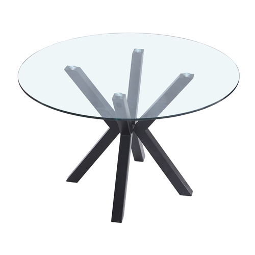 שולחן אוכל עגול 120 ס"מ זכוכית מחוסמת עם רגלי מתכת