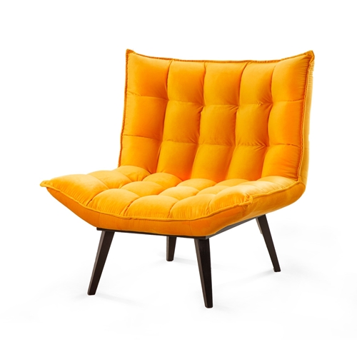 כורסא והדום בבד קטיפתי LEONARDO דגם לילי כתום