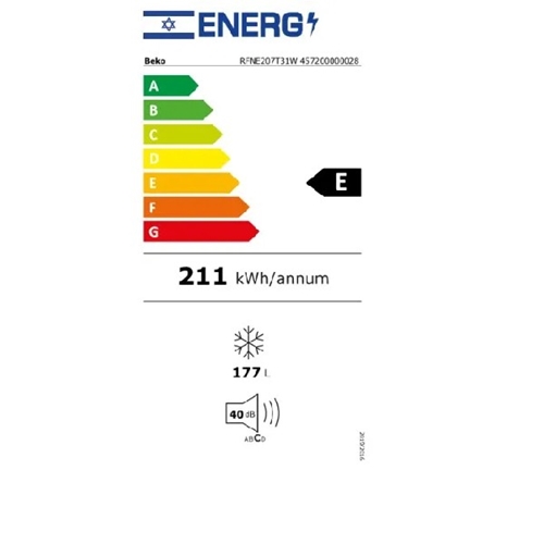 מקפיא 5 מגירות 177 ליטר RFNE207T31W בקו Beko לבן