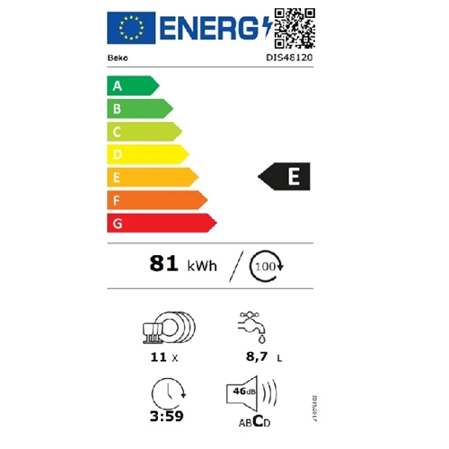 מדיח כלים צר אינטגרלי מלא דגם DIS48120 בקו BEKO