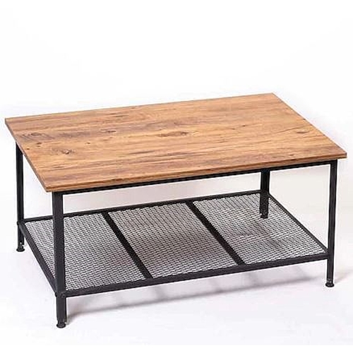 שולחן סלון קלאסי מברזל יצוק בשילוב פלטת עץ