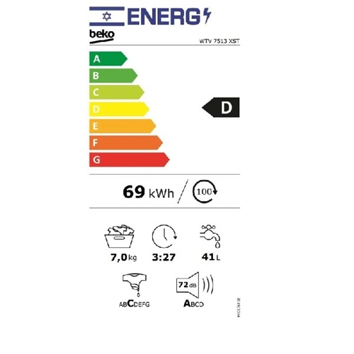 מכונת כביסה 7 ק"ג דגם WTV 7513 XST בקו Beko