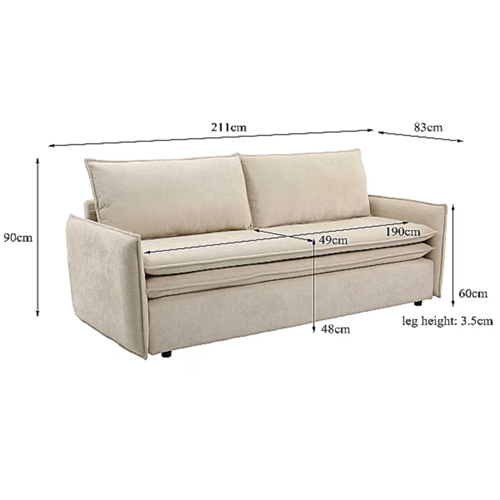 ספה מעוצבת נפתחת למיטה זוגית דרים בז' HOME DECOR
