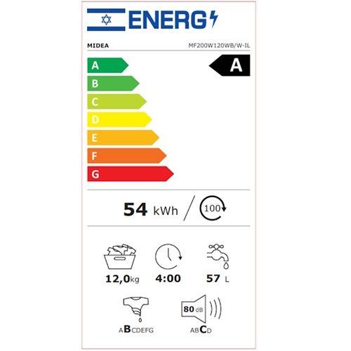 מכונת כביסה 12 ק"ג דגם MIdea MF200W120W