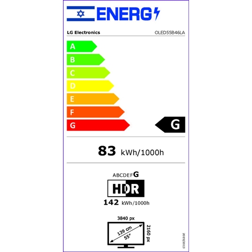 טלוויזיה חכמה "55  OLED 4K  דגם LG OLED55B46LA