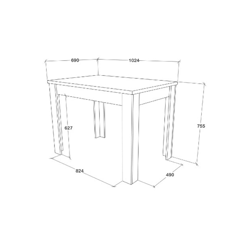 שולחן אוכל 102/69 ס"מ  וינה לבן אלון TUDO DESIGN