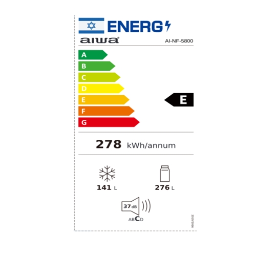 מקרר מקפיא תחתון 417 ליטר Aiwa NF5800INOX