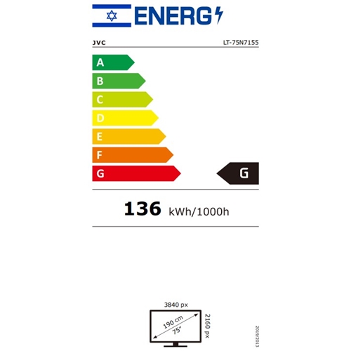 מסך "75 Smart Led Android 14 4K דגם JVC LT-75N7155