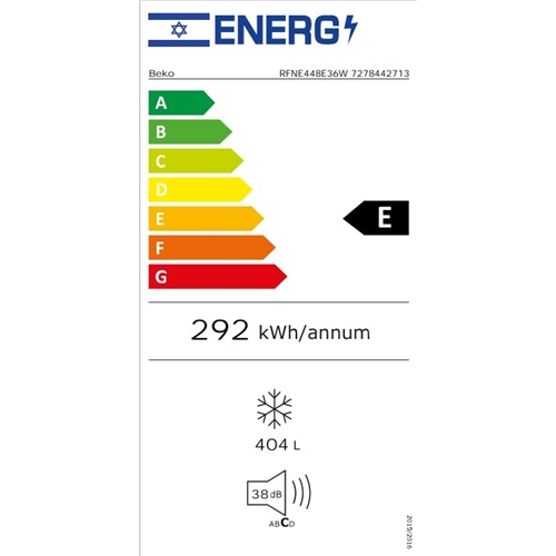 מקפיא 8 מגירות 404 ליטר דגם RFNE448E36W בקו BEKO