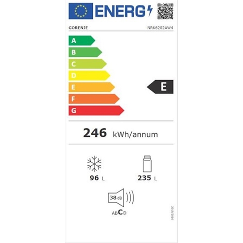 מקרר מקפיא תחתון 331 ליטר Gorenje NRK6202AW4