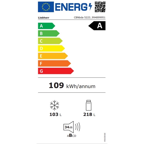 מקרר מקפיא תחתון 321 ליטר דגם LIEBHERR CBNbda5223