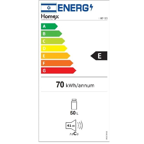 מקרר מיני בר 50 ליטר דגם HOMEX HRF-50 PRO לבן