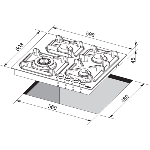 כיריים גז דגם HRS6GO SILVER כפתורי כסף