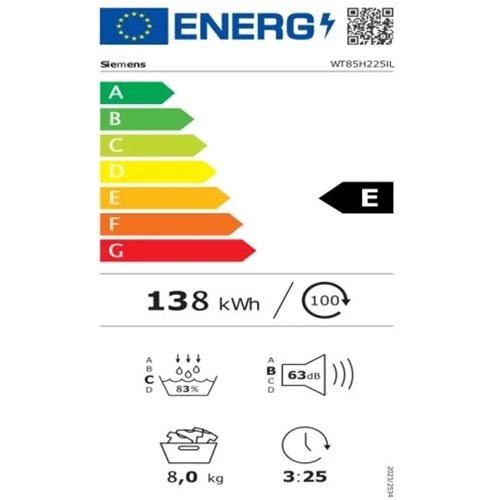 מייבש כביסה קונדנסור 8 ק"ג דגם SIEMENS WT85H225IL