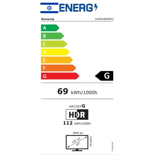טלוויזיה "50 4K LED UHD דגם SAMSUNG 50U8000F