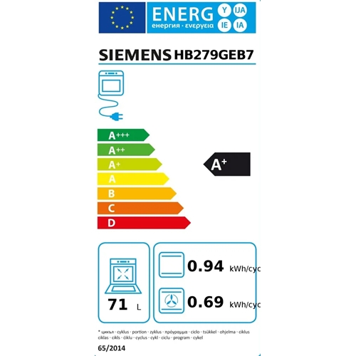 תנור בנוי פירוליטי 71 ליטר SIEMENS HB279GEB7 שחור