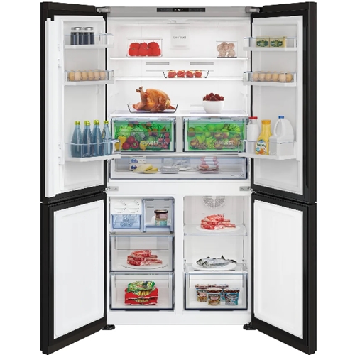 מקרר 4 דלתות 572 ל' BEKO GN1406223GW זכוכית שחורה