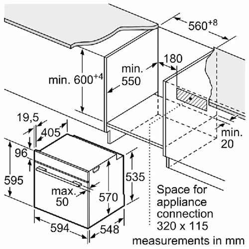 תנור בנוי פירוליטי 71 ליטר Bosch HBA572BB4 שחור