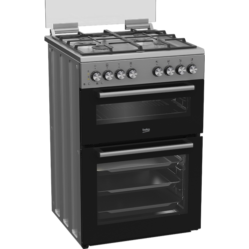 תנור דו תאי משולב כיריים גז 60 ס"מ BEKO KFDM6126BX