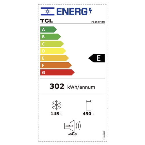 מקרר מקפיא עליון 635 ליטר דגם TCL P826TMBN